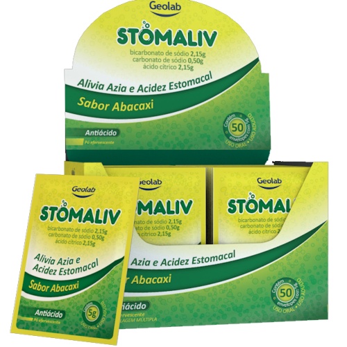 Caixa Stomaliv Com 50 Env Alivia Azia Má Digestão (eno)