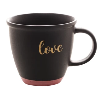 Caneca Cerâmica Love Preto Matt/Rosa 350ml - Wollf