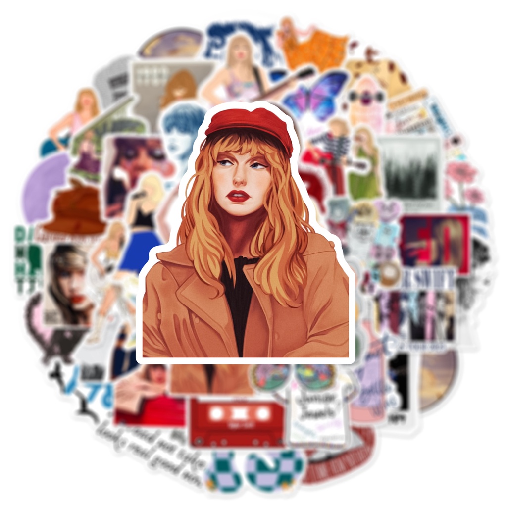 50 Folhas Cantor Taylor Swift Taylor Swift Molde Taylor Swift Molde Swift Adesivo para Bagagem de Copo de Água Adesivo para Notebook