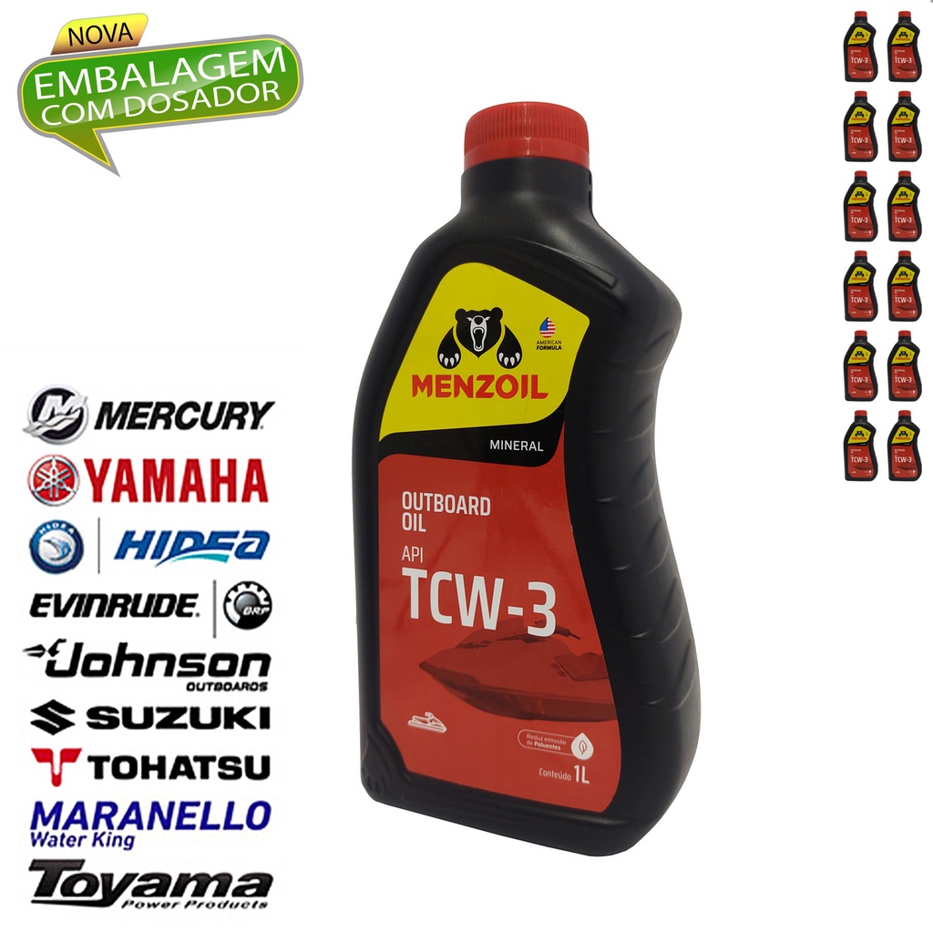 Óleo TCW3 Menzoil Para Motores Popa Yamaha 2T Kit 12 Litros