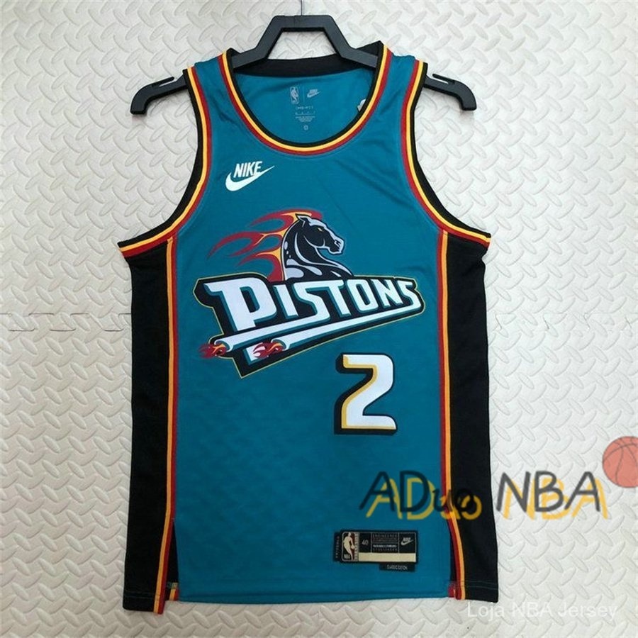 Hot pressed Camiseta De Basquetebol Masculina Detroit Pistons Cade Cunningham #2 blusa de basquete NBA jerseys