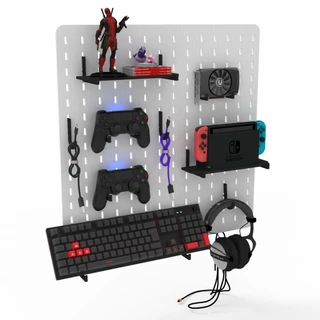 Pegboard MDF 59x59 Organizador Setup Gamer Home Office Branco
