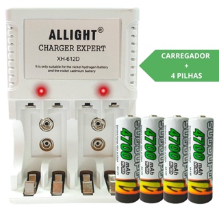 4 Pilha Recarregável Aa + Carregador Rápido Bivolt