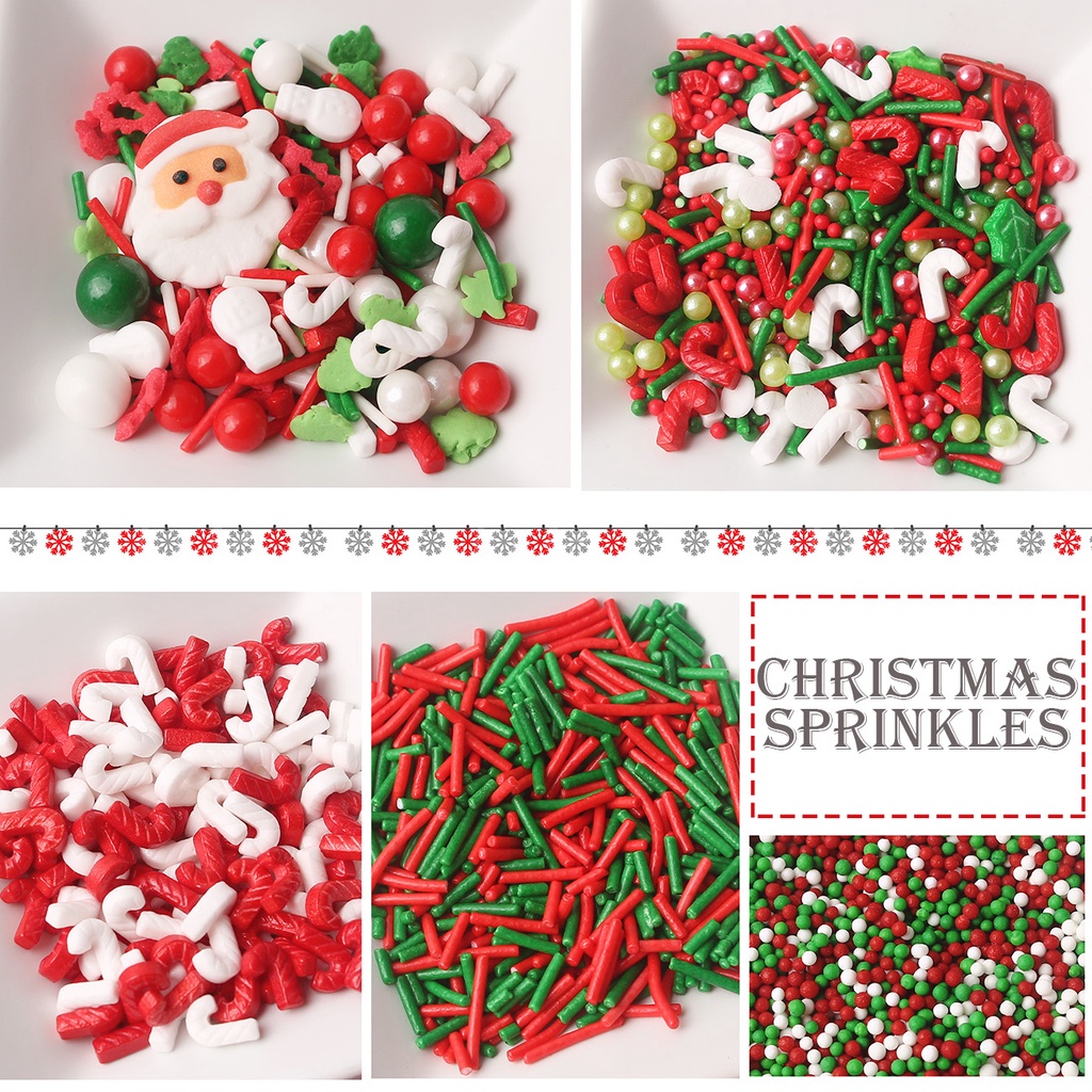30g De Bolo De Natal Sprinkles Candy Cane Cake Decoração De Dragees Xmas Cupcake