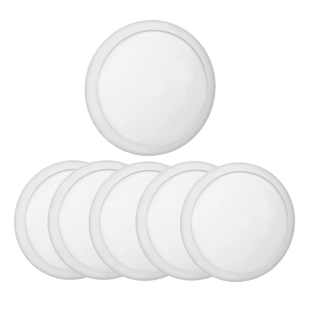 Kit 5 Painel Plafon Luminária Led 18W Embutir Redondo Ultra Slim Branco