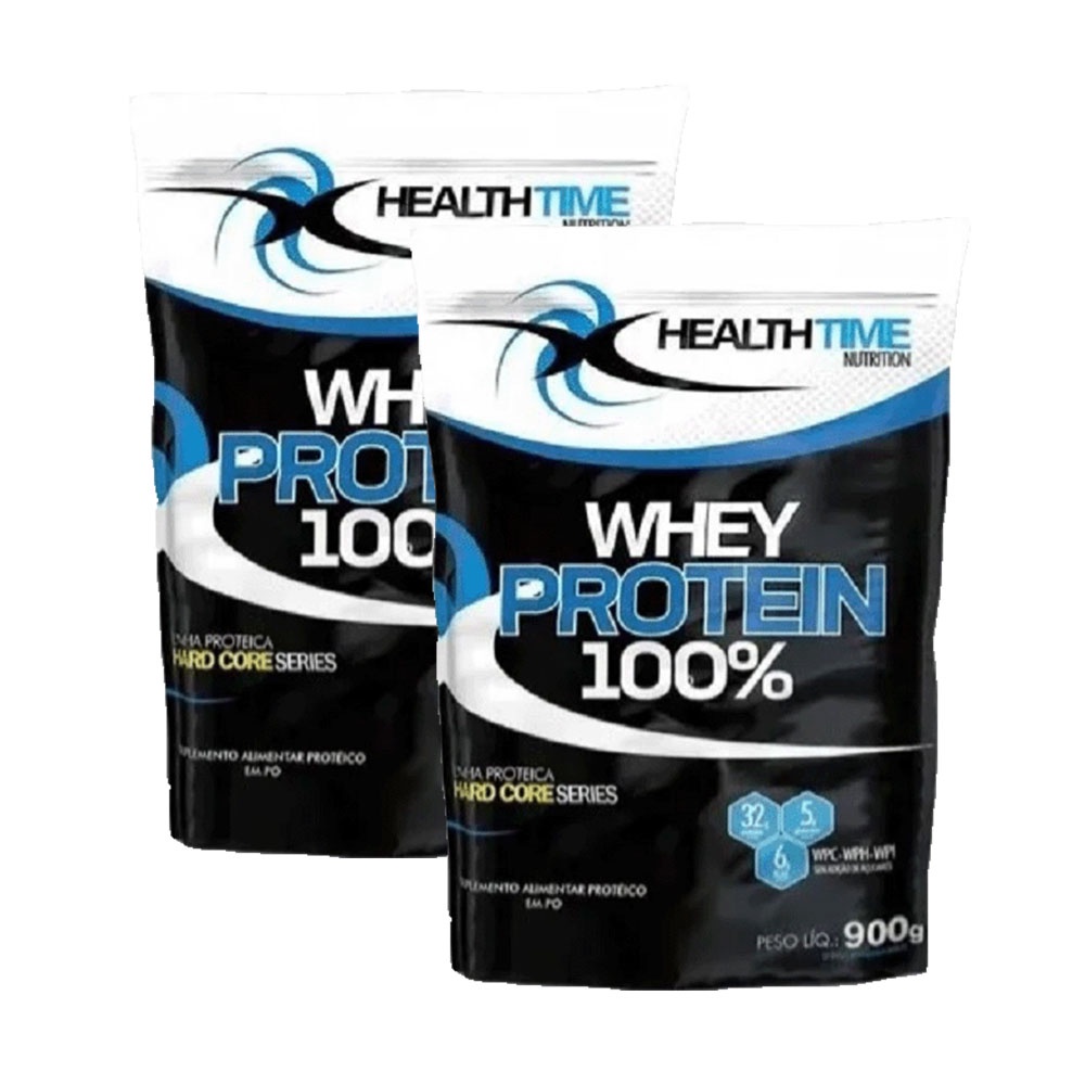 2x Whey Protein 100% Healthtime 900g (1,8kg) Morango