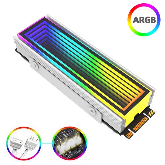 Dissipador Calor Ssd M2 Nvme Branco Led Infinito Argb 5v