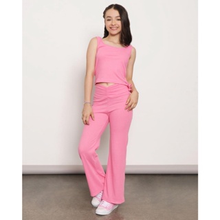 Calça Juvenil Canelada Flare Rosa