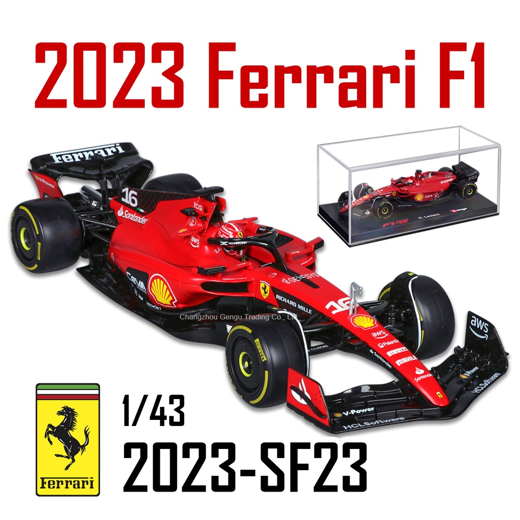Bburago 1 : 43 Ferrari 2023 SF23 # 16 Fórmula F1 Carro Veículos Fundidos Modelo Colecionável Brinquedos De Corrida Caixa Acrílica