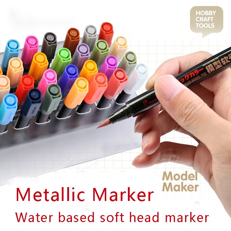 Hobby Mio Water Based Soft Head Metallic Marker Pen Modelo Militar Coloração Ferramenta Para Fazer Ferramentas Gundam DIY