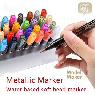 Hobby Mio Water Based Soft Head Metallic Marker Pen Modelo Militar Coloração Ferramenta Para Fazer Ferramentas Gundam DIY