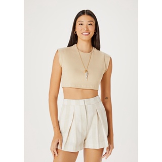 Blusa Cropped Feminina Manga Curta Em Ribana Hering