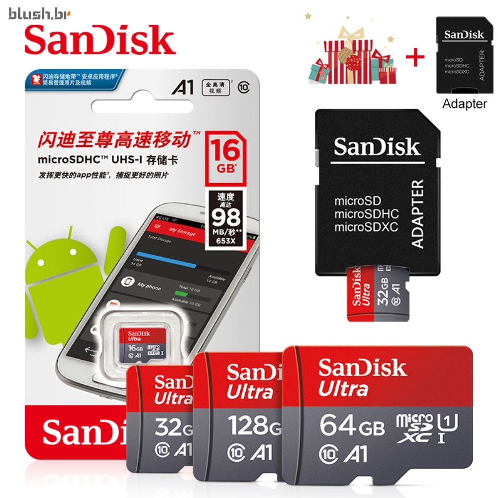 Cartão Micro SD 64GB Classe 10 Sandisk Ultra rápido - Arduino e