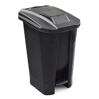 LIXEIRA GRANDE CLICK 120L PRETA C/ RODA E PEDAL COZINHA AREA EXTERNA ESCOLA