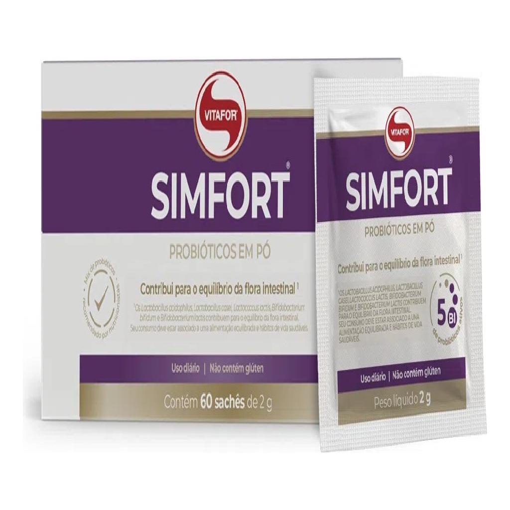 Probióticos Simfort 60 Saches 2g Com Cinco Cepas - Vitafor | Shopee Brasil