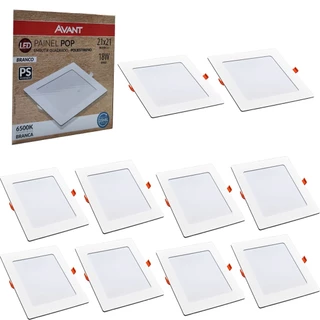 10 Painel Led Pop Quadrado de Embutir 6500W 18W Casa Teto Avant