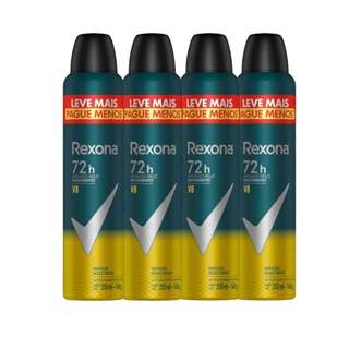 Kit Desodorante Aerosol Rexona V8 Amarelo 250ml - 4 Unidades