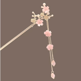 1Pcs Mulheres Antigas Chinesas Meninas Tasstl Pink Peach Blossom Hairpin Headwear Acessório De Cabelo
