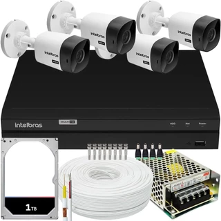 Kit Cftv Intelbras 4 Câmeras Vhc 1120 720p Dvr Mhdx 1208 1tb