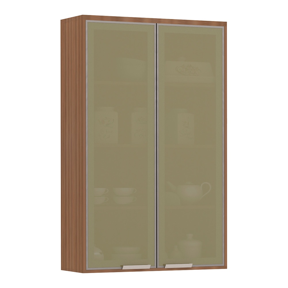 Armário Aéreo Cristaleira 80cm 2 Portas com Vidro Reflecta Lari Luciane Móveis