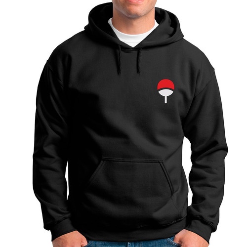 Blusa Naruto Clã Uchiha Moletom Canguru Frente E Costa
