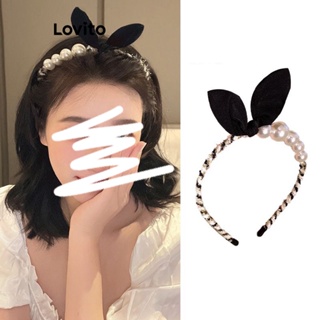 Lovito Tiara Casual Com Laço De Pérolas Lisas Para Mulheres LFA10384