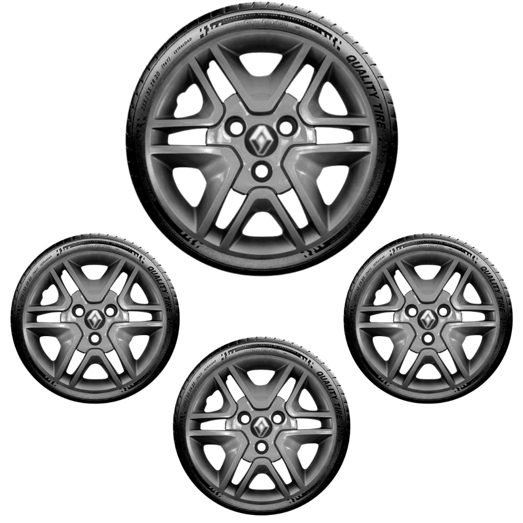 Jogo 4 calotas Renault Kwid 18/19 aro 14 Grafite brilhante | Shopee Brasil