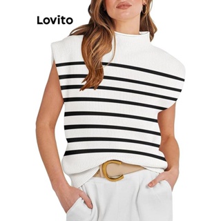 Lovito Top De Malha Básico Listrado Casual Para Mulheres LNE41152