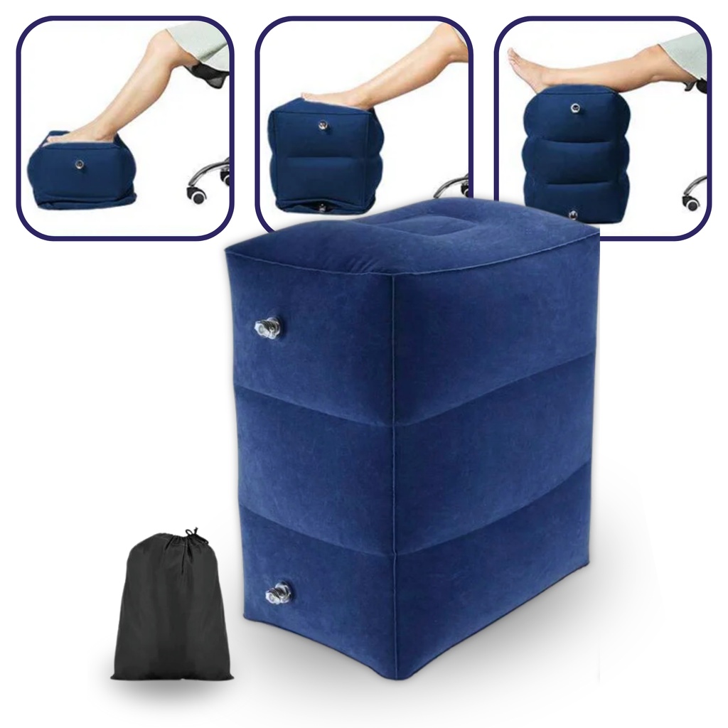 Apoio Inflável Almofada de Viagem Para Pé Pernas Altura Ajustável Puff