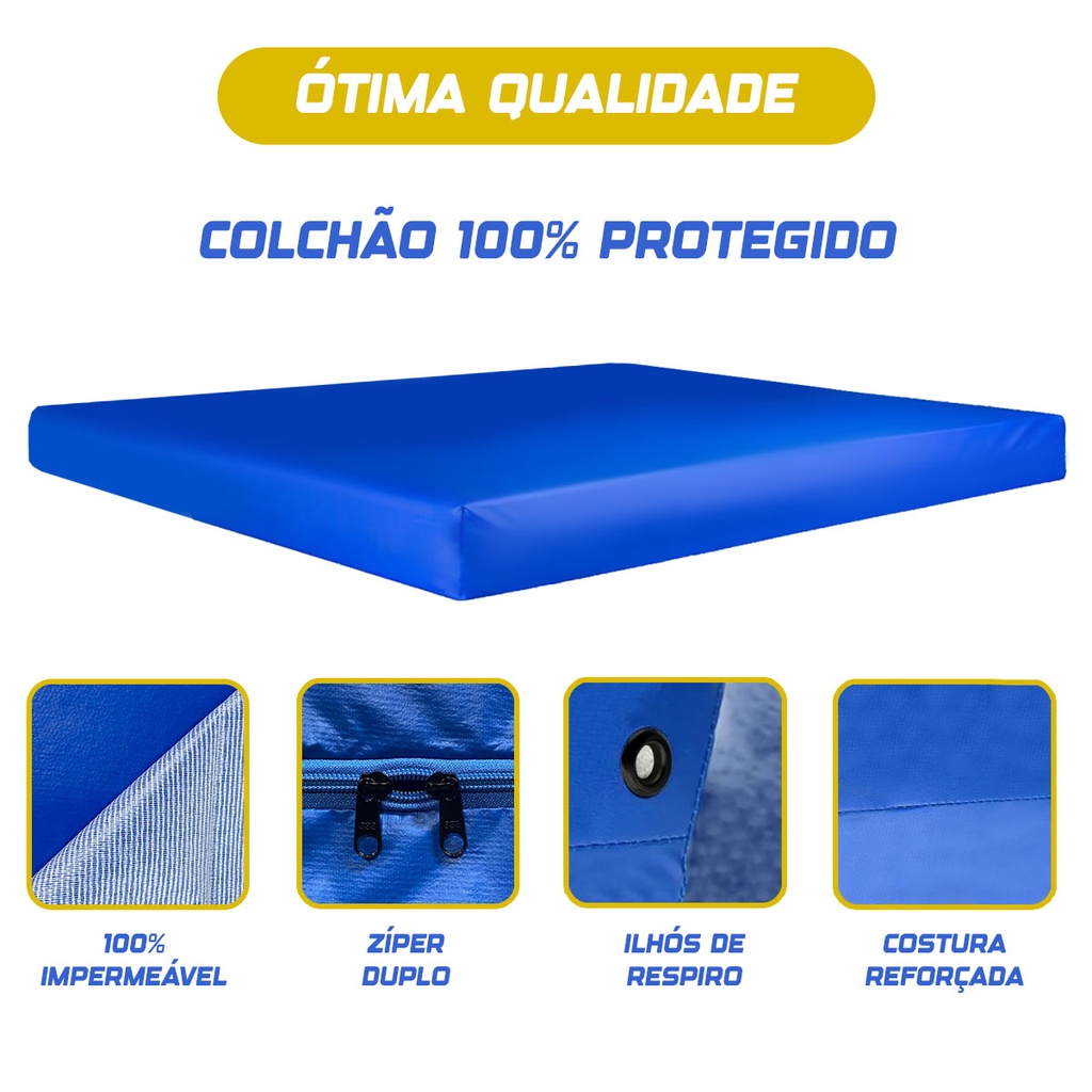 Protetor De Colchão Impermeável Casal Com 2 Ziper Capa Colchão Napa Premium Emborrachado