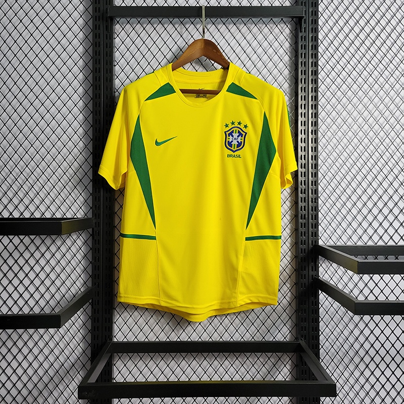 2002 Retro Brasil away Jersey Uniforme Futebol Camisa Tailandês Versão Alta  Qualidade 1:1 - Escorrega o Preço