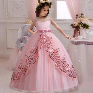 Branco crianças adolescente rosa branco vestido de dama de honra para  meninas crianças manga longa rendas