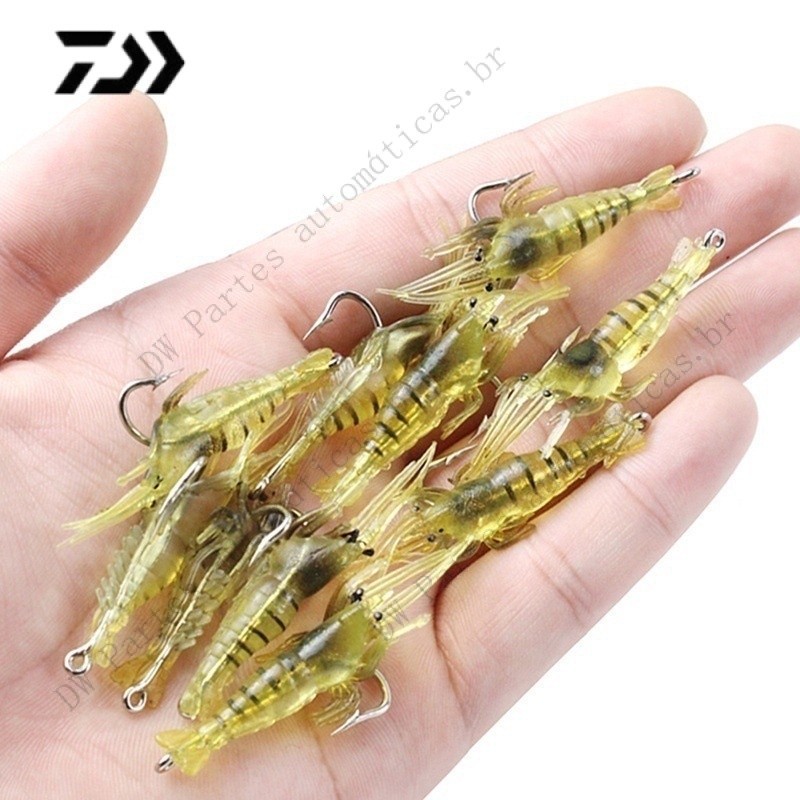 4cmcm/1.3g Simulação De Isca Macia De Camarão Iscas De Pesca De Robalo Anzol