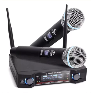 Microfone Sem Fio Duplo Uhf Hi Fi Dinamico Digital ONISTEK ON-MC809