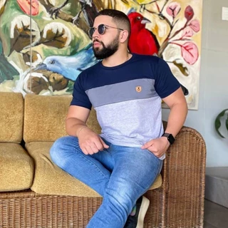Camiseta Masculina Em Algodão Fio 30 Penteado Com Elastano