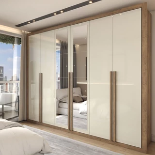 Guarda-Roupa Casal Cannes 6 Portas 6 Gavetas com Espelho