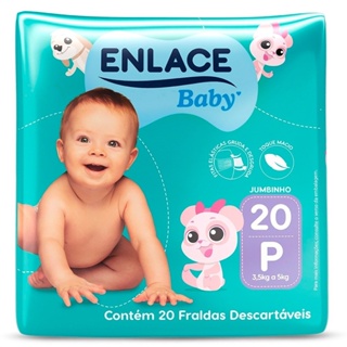 Fralda Descartável Enlace Baby Jumbinho Tamanho P - 9 Pacotes com 20 Fraldas - Total 180 Tiras