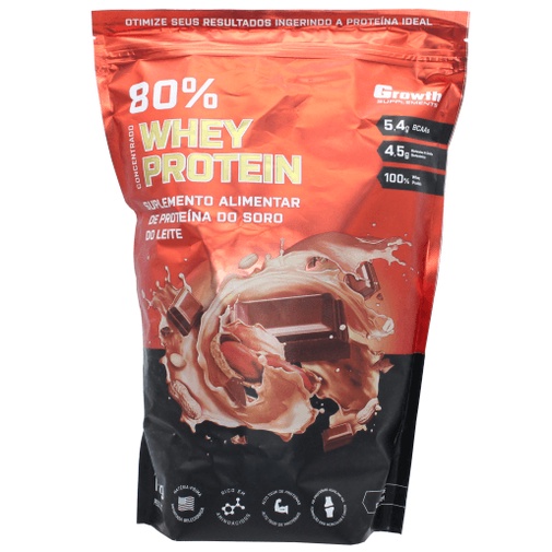Whey Protein Growth 1kg Proteina Sabor Chocolate C/ Amendoim