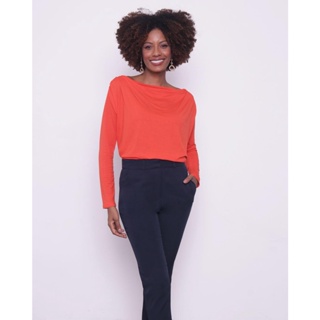 Blusa Feminina Gola Boba Manga Longa Laranja