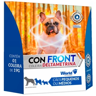 Coleira Antipulgas e Carrapatos Deltametrina Óleo de Citronela Confront 19Gr com 48cm