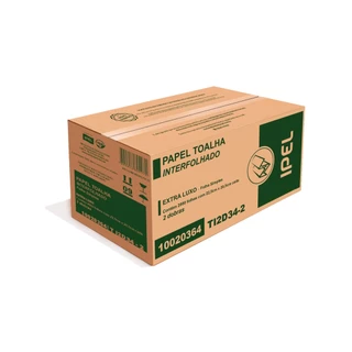 Papel Toalha Interfolha 2 Dobras Folha Simples Extra Luxo 22,5X20,5cm com 2.000 Folhas Ipel