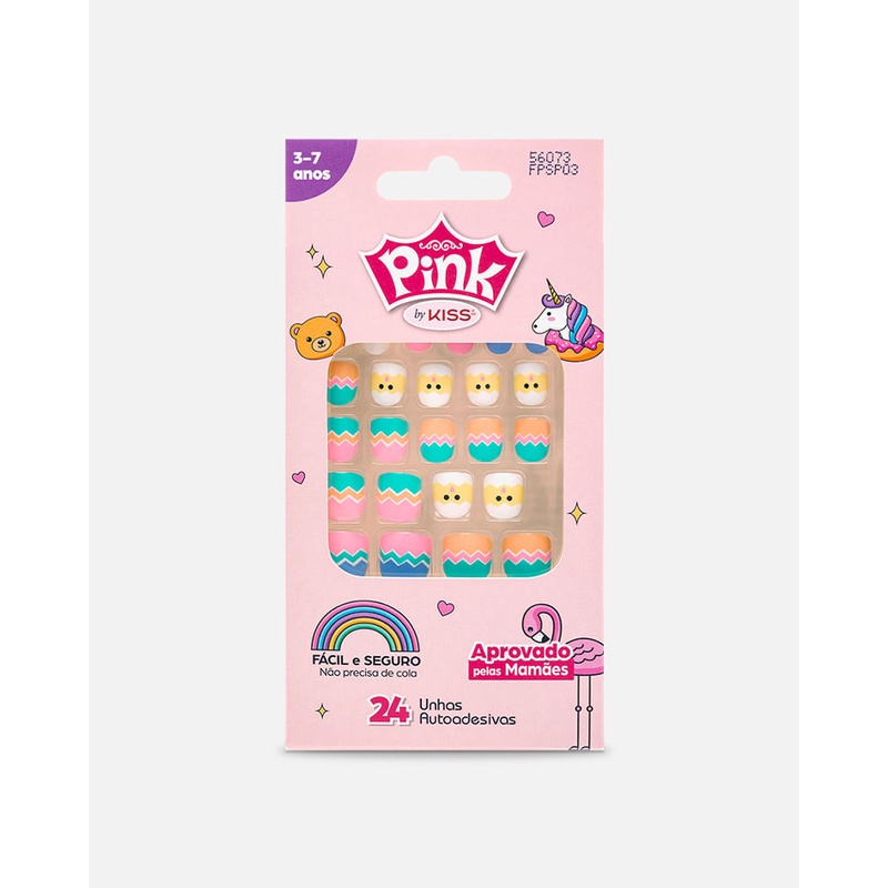 Unha Postiça Infantil Pink Pop Princess FPSP03 - Kiss New York | Shopee ...