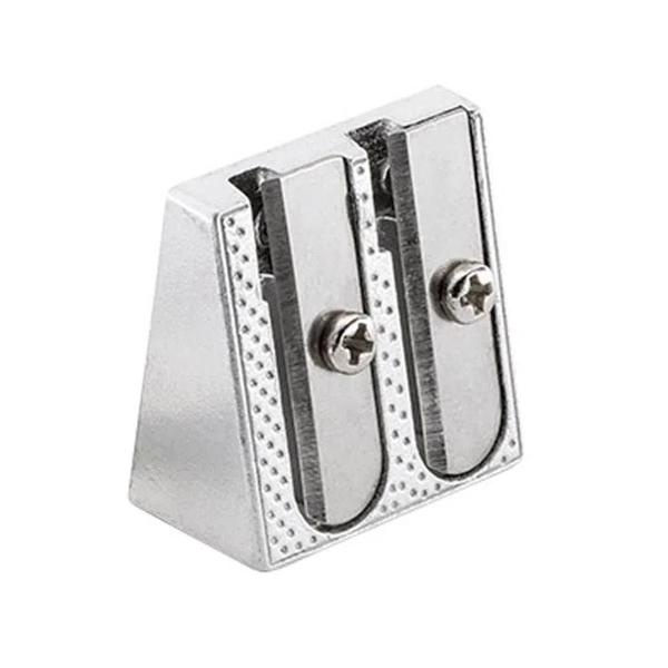 KIT 2 UNIDADES APONTADOR METAL DUPLO ESCOLAR LÁPIS JUMBO