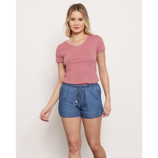 Blusa Feminina Básica Manga Curta Rosa