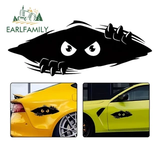 EARLFAMILY 13cm Monster Peeking Car Sticker Humoroso Frigorífico Retrovisor Anfitrião JDM Decalque Armazenamento À Prova D'água Frasco De Água Garrafa Gráfica