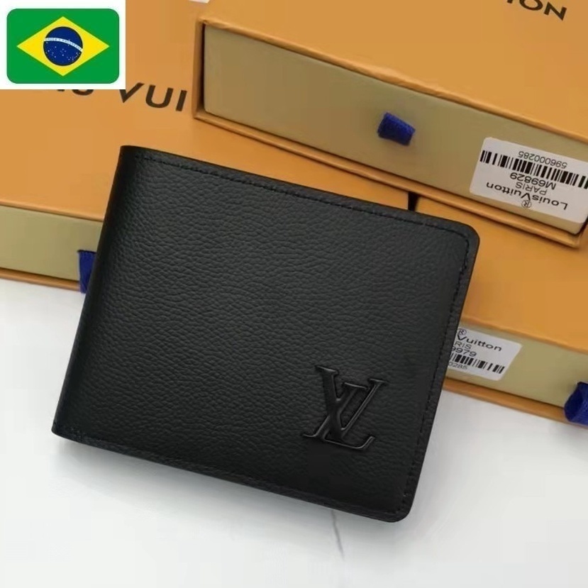 Com caixa] Nova carteira Louis Vuitton, carteira masculina lv
