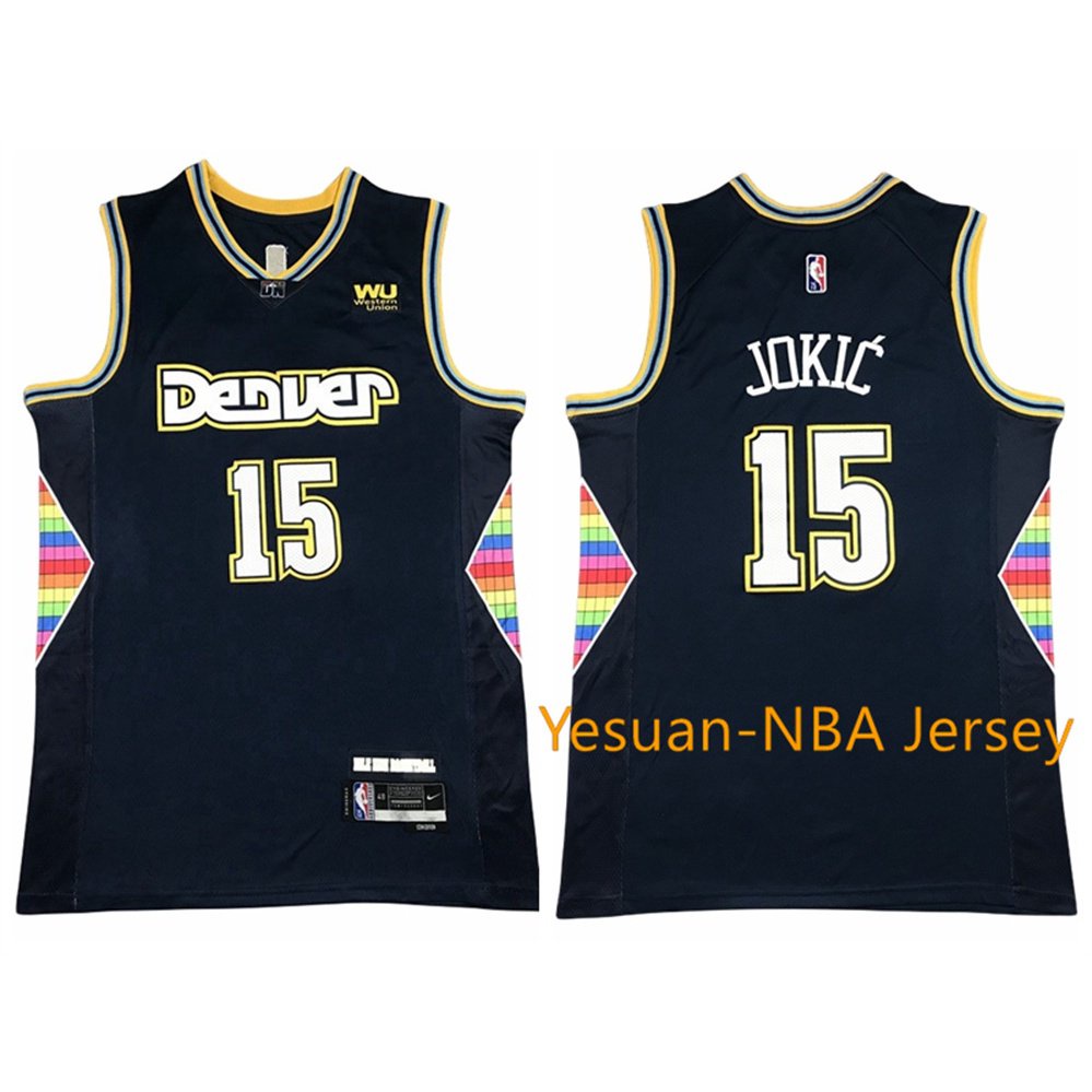 Camisa Homens Denver Nuggets Nikola Jokic #15 Jogador De Basquetebol NBA Jersey