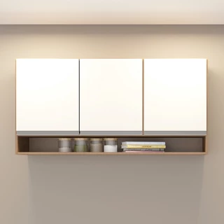 Armário Aéreo com 3 Portas para Cozinha 120 x 60 Cm Sabrina MDP Branco Avelã 0451 MENU