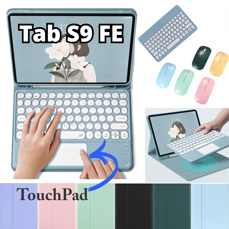 Para Samsung Galaxy Tab S9 FE 10.9 SM-X510 X516B Touchpad Teclado Sem Fio Bluetooth Flip Leather Cover Mouse