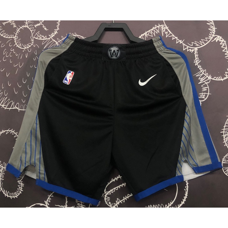 shangsong Black Grey Basketball Shorts nba Golden State Warriors